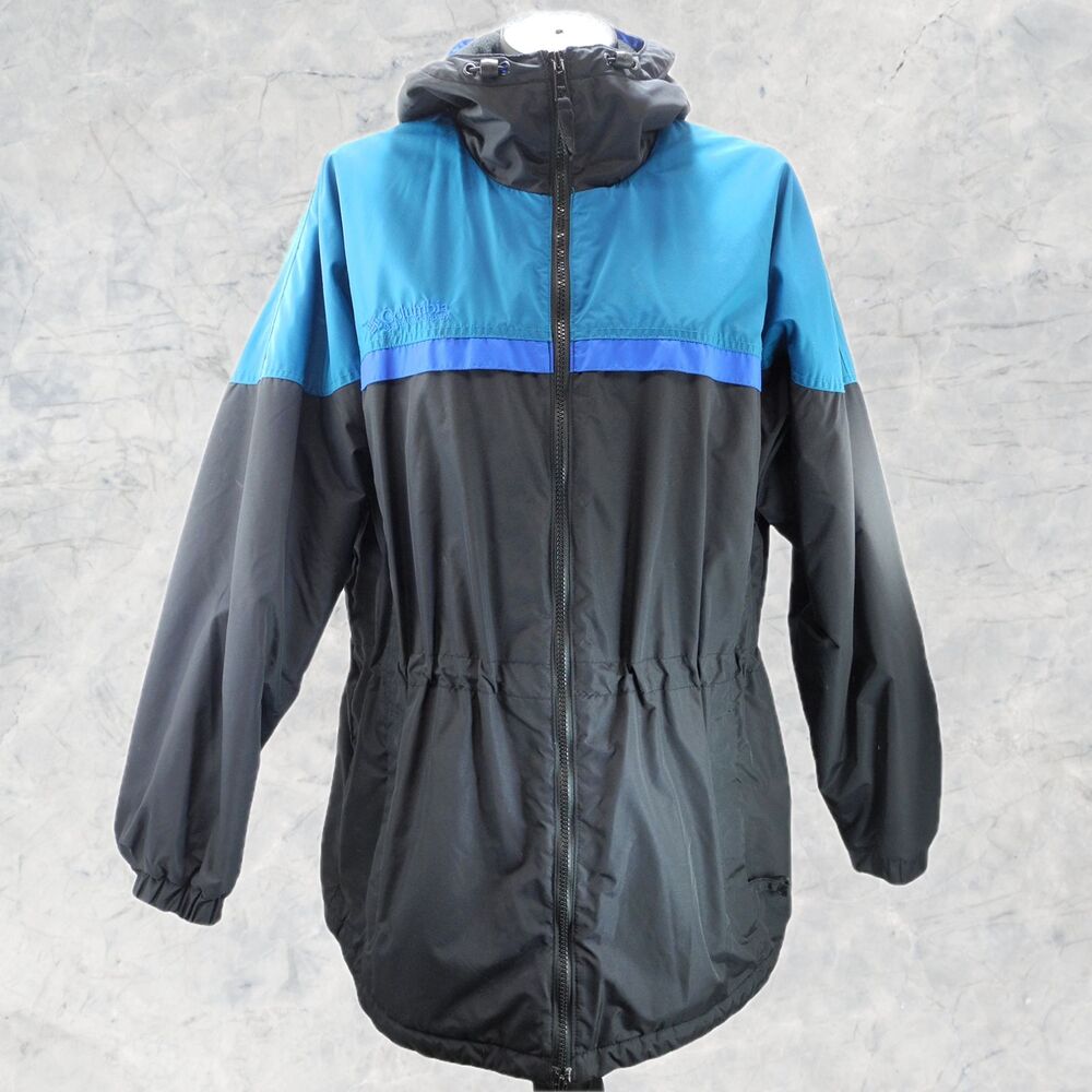 Columbia Sportswear Fleece-Lined Coat Women's Medium Black/Teal Zip Front Hood